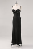 Mermaid Satin Simple Black Tie Dress