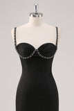 Mermaid Satin Simple Black Tie Dress