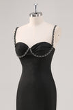 Mermaid Satin Simple Black Tie Dress