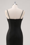 Mermaid Satin Simple Black Tie Dress