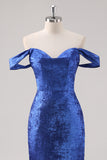 Off The Shoulder Royal Blue Mermaid Long Prom Dress