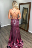 Mermaid Metallic Pink Prom Dress with Slit