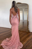 Pink Sheath Prom Dress with Appliques