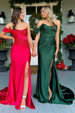 One Shoulder Corset Green Prom Dress with Appliques