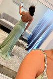 Green Simple Sheath Prom Dress with Slit