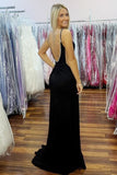 Black Sheath Cut Out Prom Dress with Slit