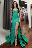 Mermaid Strapless Corset Green Prom Dress