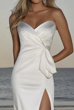Ivory Sweetheart Mermaid Long Wedding Dress With Slit