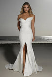 Ivory Strapless Mermaid Wedding Dress With Slit