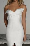 Ivory Strapless Mermaid Wedding Dress With Slit