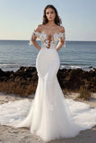 Mermaid Ivory Off The Shoulder Wedding Dress With Appliques