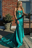 Sparkly Mermaid Strapless Green Prom Dress