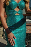 Sparkly Mermaid Strapless Green Prom Dress