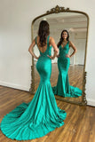 Mermaid Green V Neck Beaded Prom Dress