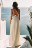 White A Line Simple V Neck Boho Party Dress