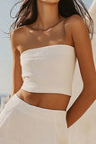 Bodycon Strapless Two Pieces Little White Dress