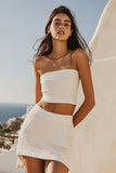Bodycon Strapless Two Pieces Little White Dress
