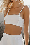 A Line White Two Pieces Simple Graduation Dress