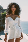 Off The Shoulder White Bodycon Long Sleeves Graduation Dress