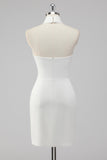 White Halter Backless Short Tight Graduation Dress