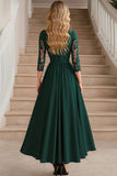 Dark Green A-Line V-neck Chiffon Mother of the Bride Dress with Appliques