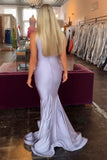 One Shoulder Mermaid Appliqued Cut Out Lilac Prom Dress