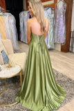 Corset Green A Line Strapless Prom Dress