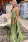 Corset Green A Line Strapless Prom Dress
