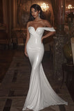 Mermaid Ivory Off the Shoulder Long Wedding Dress