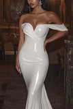Mermaid Ivory Off the Shoulder Long Wedding Dress