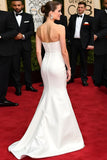 Simple White Strapless Mermaid Long Gala Dress