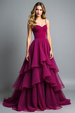 Dark Purple Organza A Line Spaghetti Straps Formal Dress