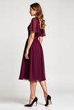 Cabernet Lace A Line Round Neck Midi Wedding Guest Dress