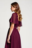 Cabernet Lace A Line Round Neck Midi Wedding Guest Dress