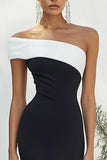 Black Strapless Matte Satin Sheath Long Formal Dress