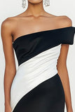 Black Strapless Mermaid Matte Satin Ruched Long Formal Dress