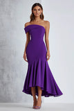 Mermaid Plum Chiffon One Shoulder Long Formal Dress