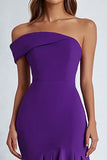 Mermaid Plum Chiffon One Shoulder Long Formal Dress