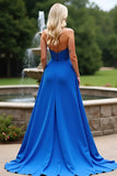 Royal Blue Sweetheart A Line Long Formal Dress with Slit