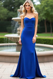 Royal Blue Mermaid Sweetheart Satin Long Formal Dress