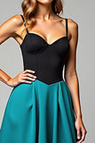 Peacock A Line Spaghetti Straps Satin Long Formal Dress