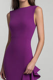 Mermaid Plum Boat Neck Long Formal Dress With Slit