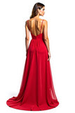 Asymmetrical Red A Line Chiffon Formal Dress With Ruffles