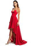 Asymmetrical Red A Line Chiffon Formal Dress With Ruffles