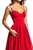 Asymmetrical Red A Line Chiffon Formal Dress With Ruffles
