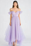 Off The Shoulder Lilac A Line Tulle Long Lineng Formal Dress