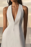 Sheath V-Neck Mini White Graduation Dress