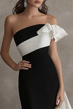 Mermaid One Shoulder Ruffled Black Tie Dress