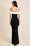 Off the Shoulder Mermaid Satin Black Tie Dress