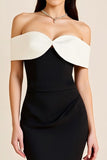 Off the Shoulder Mermaid Satin Black Tie Dress